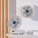 Two portable fans working together to cool multiple rooms efficiently.