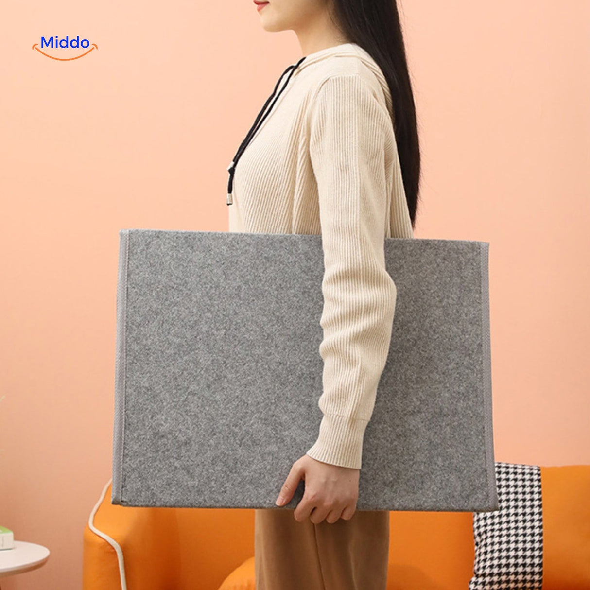 Compact foldable leg warmer designed for easy transport and storage.