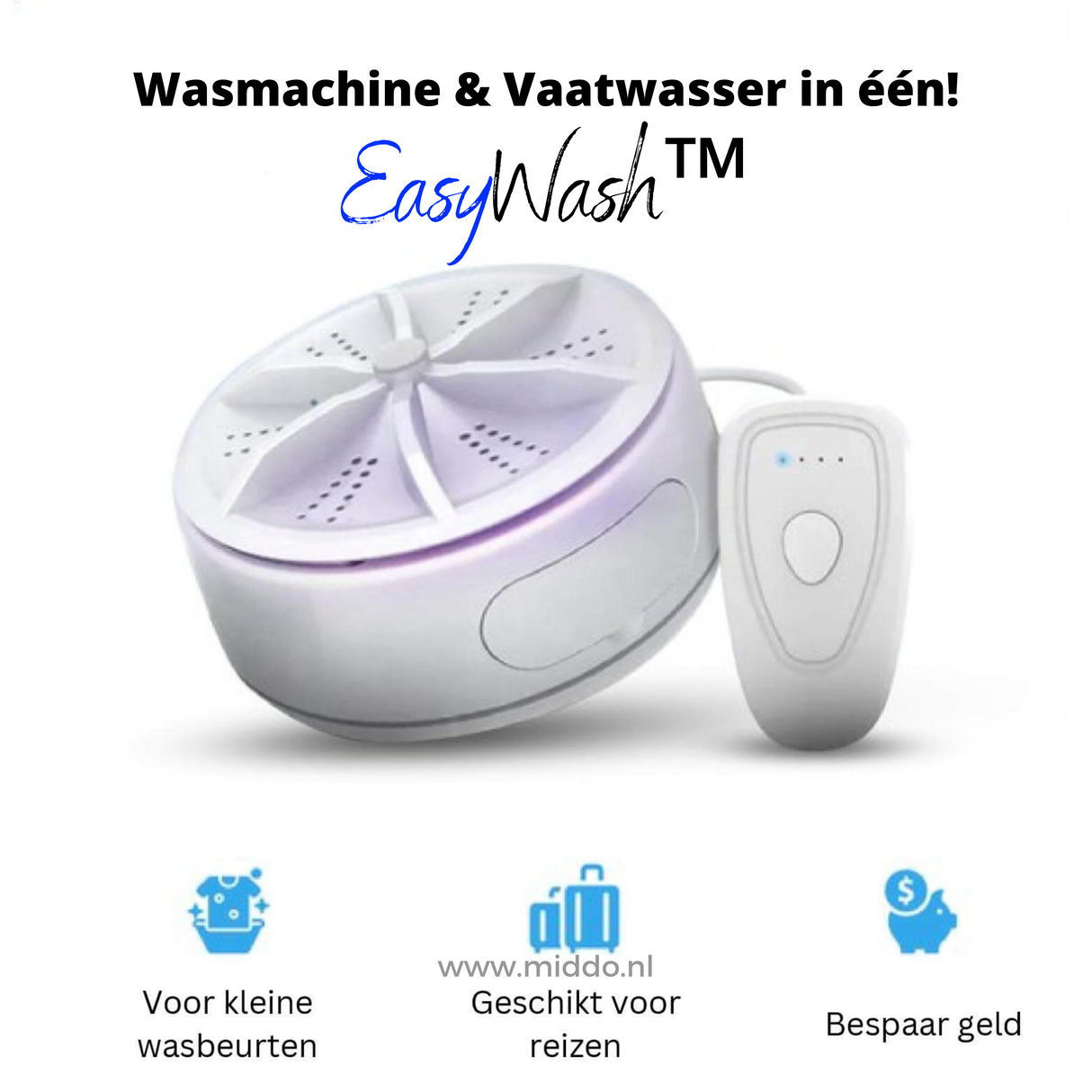 EasyWash portable mini washer cleans clothes and dishes anywhere.