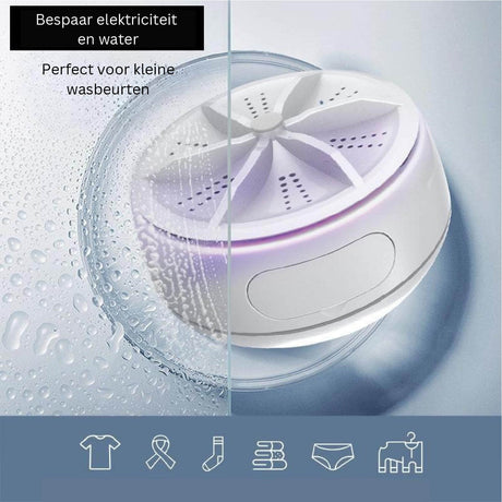 EasyWash mini washer saves electricity with energy-efficient operation.
