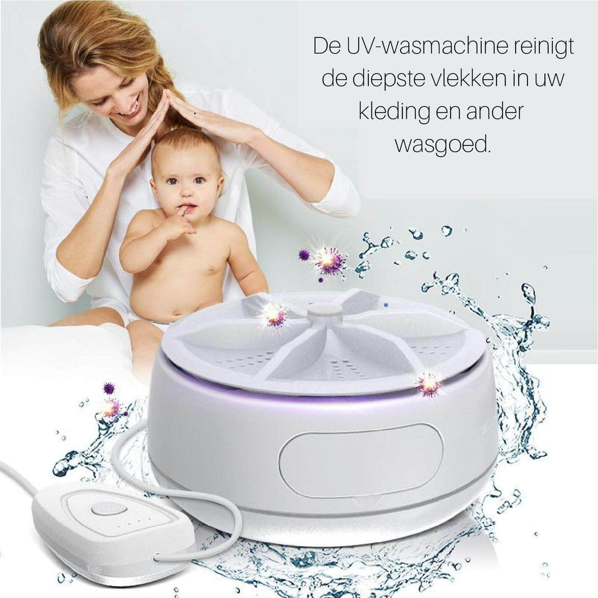 EasyWash mini washer UV cleaning technology for sanitization.