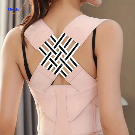 Close-up side view of the posture corrector showing strap thickness, padding detail, and profile fit.