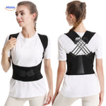 Posture corrector shown from both front and back angles to display full coverage and strap design.