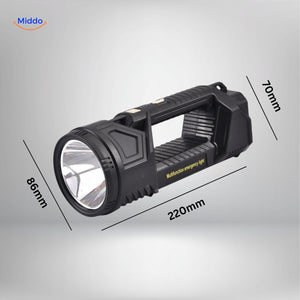PowerBeam LED searchlight with convenient hands-free use for camping and outdoor work.