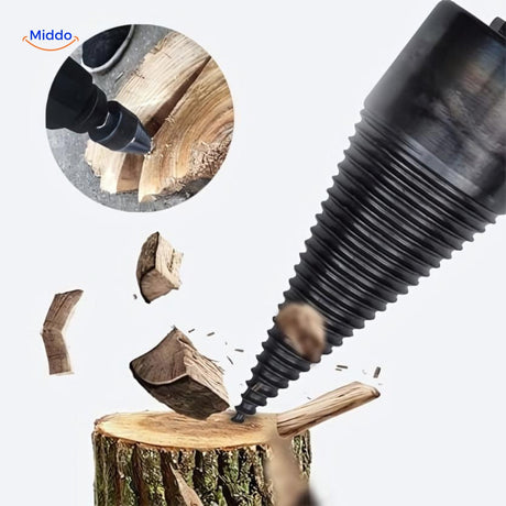 Wood splitting bit showcasing design for effective log splitting and woodworking projects.