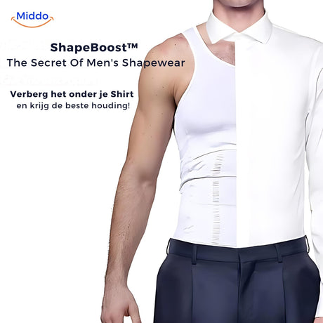 ShapeBoost PowerVest 2.0 hidden seamlessly under regular shirt and clothing.