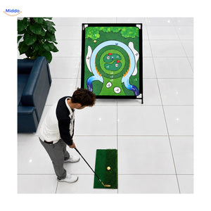 Practicing indoor chipping with GolfMaster
