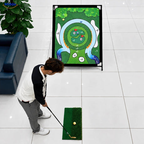 Practicing indoor chipping with GolfMaster