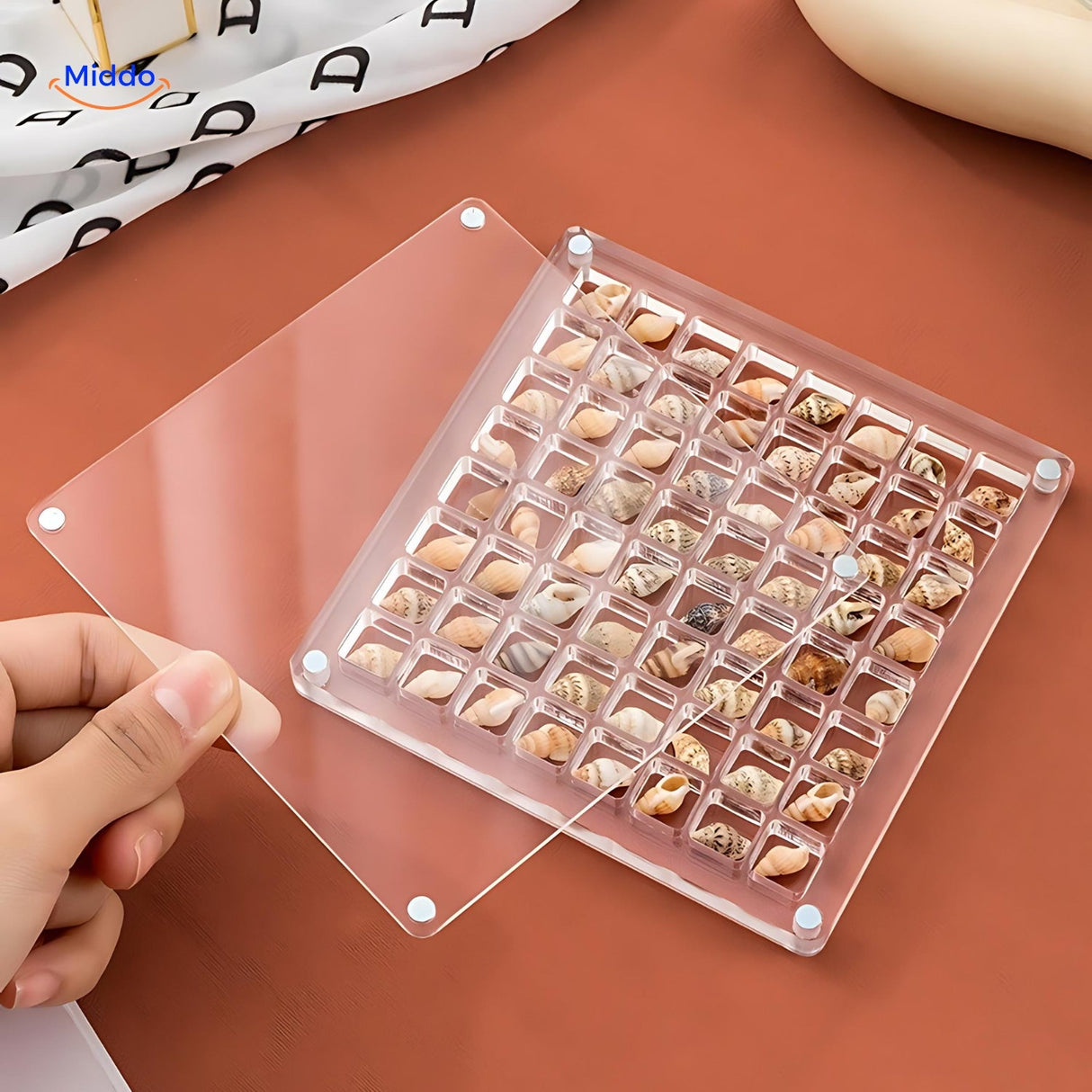Premium acrylic display case constructed from high-quality materials for optimal clarity.