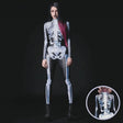3D skeleton bodysuit with realistic rib bone detail and eerie Halloween costume design.