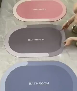 Water-absorbing bath mat shapes and colors showcasing performance features.