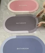 Water-absorbing bath mat shapes and colors showcasing performance features.