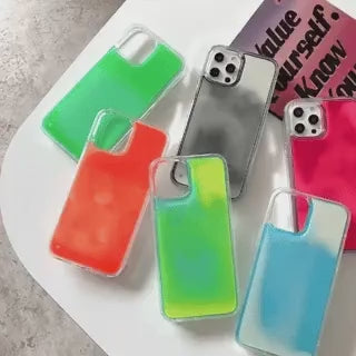 GlowSand multi-color liquid sand phone case set with vibrant glowing color blend.