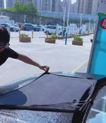 BraidDry car drying towel in action demonstrating fast water absorption.