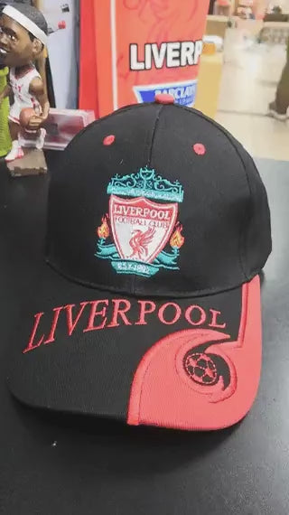 Liverpool football cap with embroidered team emblem.