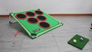 Golf target board for indoor practice swing training with kids.