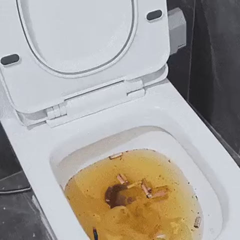 Turbo Air Pressure Drain Blaster clearing a clogged toilet