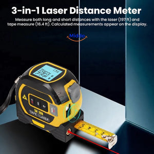 ProMeasure 3-in-1 laser distance meter with 197 ft laser and 16.4 ft tape