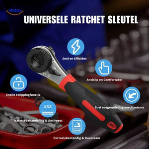 ProTool ratchet tool featuring multiple head options for different fastener sizes.