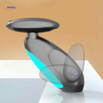 Close-up of the swiveling single-lever control handle on the pull-out LED bathroom faucet.