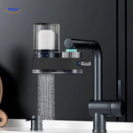 PureFlow faucet in blue highlighting the water filtration process.