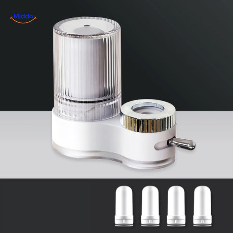 PureFlow faucet in blue with transparent body design showcase.