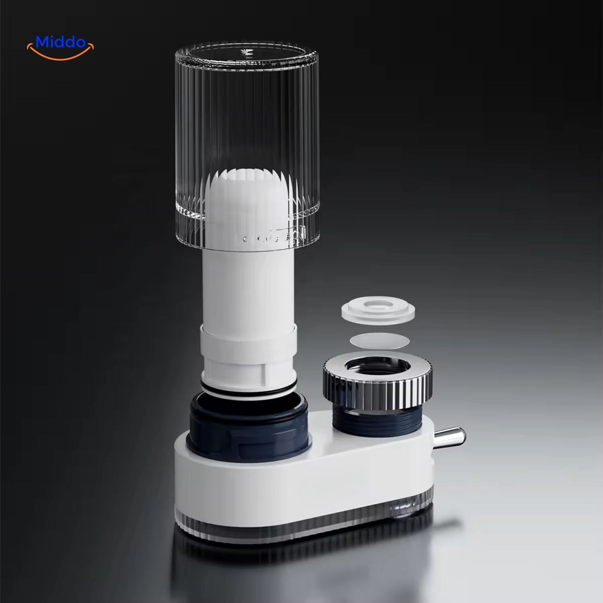PureFlow faucet with visible filters and adjustable water settings.
