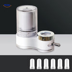Gray PureFlow faucet with replaceable white water filter component.