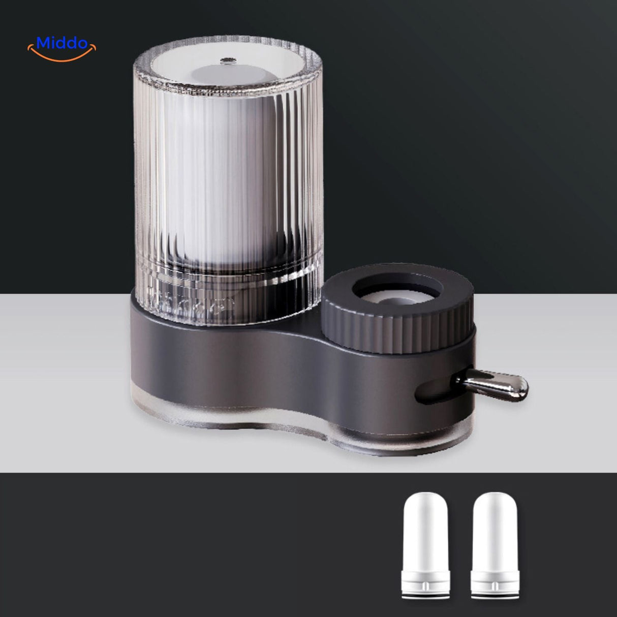PureFlow faucet in white and blue color combination design.