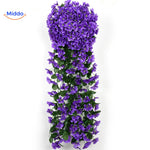 Artificial purple orchid flowers with cascading blooms.