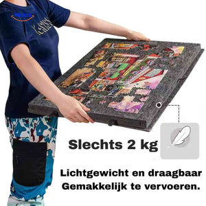 Lightweight foldable puzzle board that's portable and easy to store away.