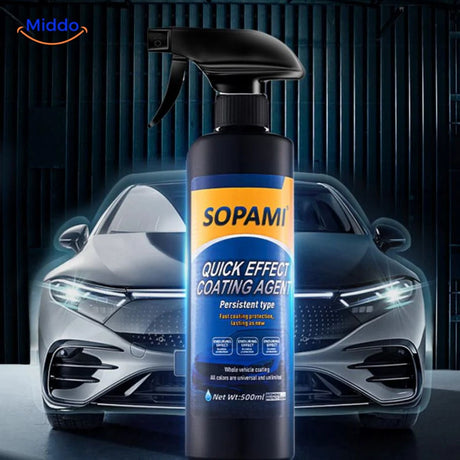 Fast-acting nano crystal coating applied to vehicle surface for instant high-gloss protection