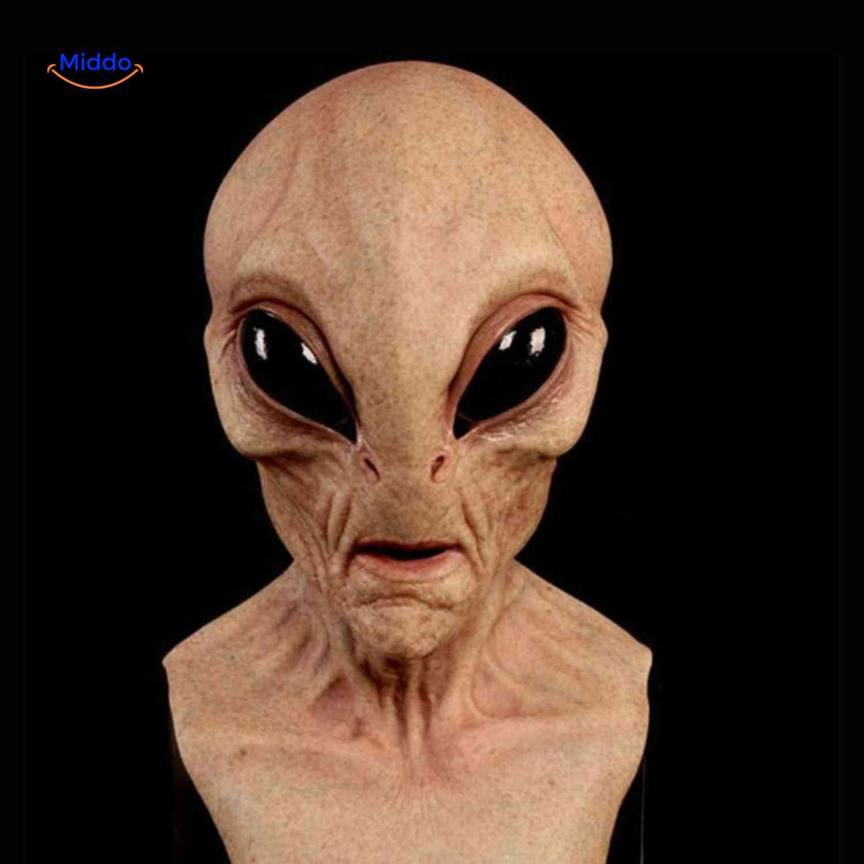 Realistic aging latex mask with detailed facial wrinkles and texture.