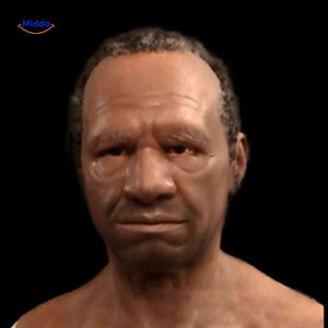 Realistic latex old man mask with natural aging and facial texture.