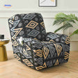 Reclinex recliner cover in black with modern geometric pattern design.