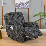 Reclinex recliner cover in black with gold chevron stripe luxury design.