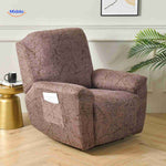 Reclinex recliner cover in brown with gold pattern textured style.