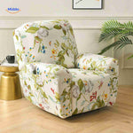 Reclinex recliner cover in light cream with subtle flower motif.