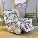 Reclinex recliner cover in white with blue and yellow flowers modern.