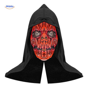 Fiery red horror skull mask for Halloween costumes.