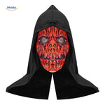Fiery red horror skull mask for Halloween costumes.