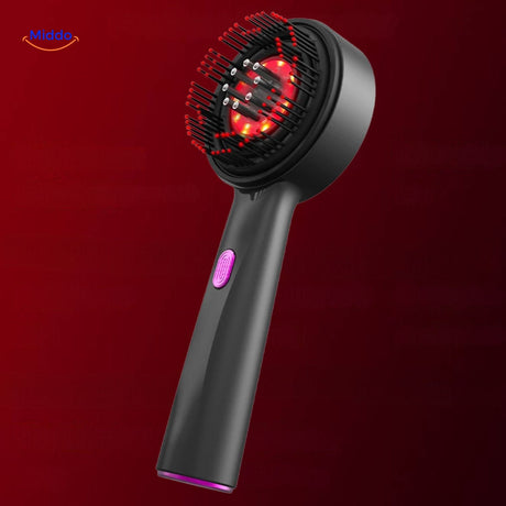 RevitaGlow red light massage comb in elegant black design variant.
