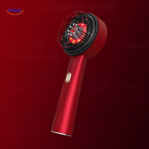 RevitaGlow red light massage comb in elegant red design variant.