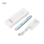Red light therapy EMS pen promoting skin rejuvenation and natural facial radiance.