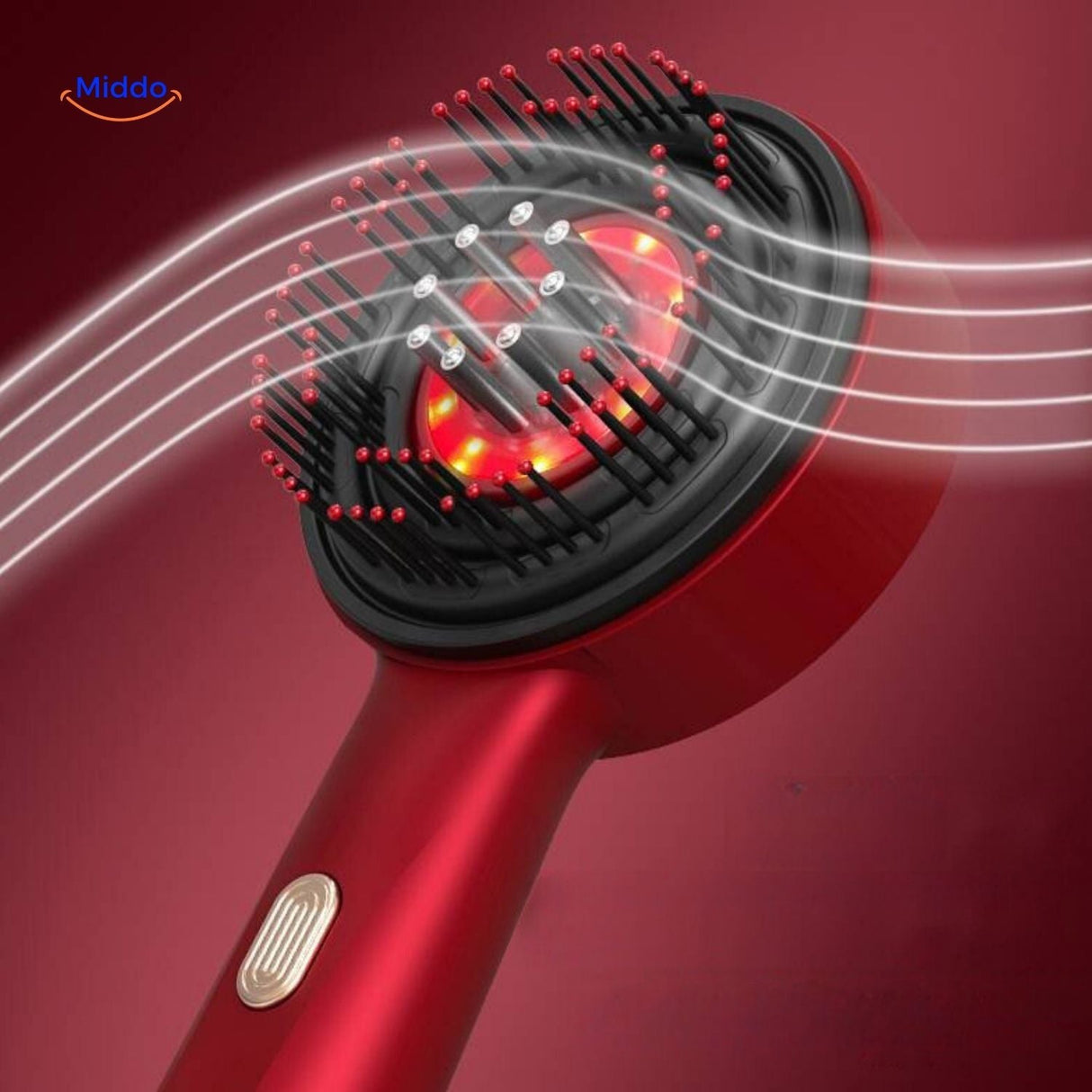 Red light massage comb providing powerful scalp stimulation and therapy.