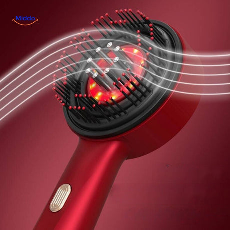 Red light massage comb providing powerful scalp stimulation and therapy.