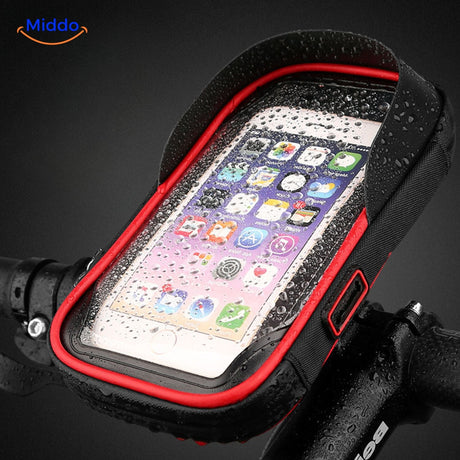Red motorcycle mount featuring enhanced waterproof sealing and corrosion-resistant grip.