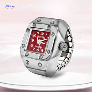 Red pink ring watch combining vibrant colors in stylish design.