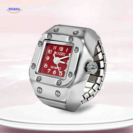 Red pink ring watch combining vibrant colors in stylish design.