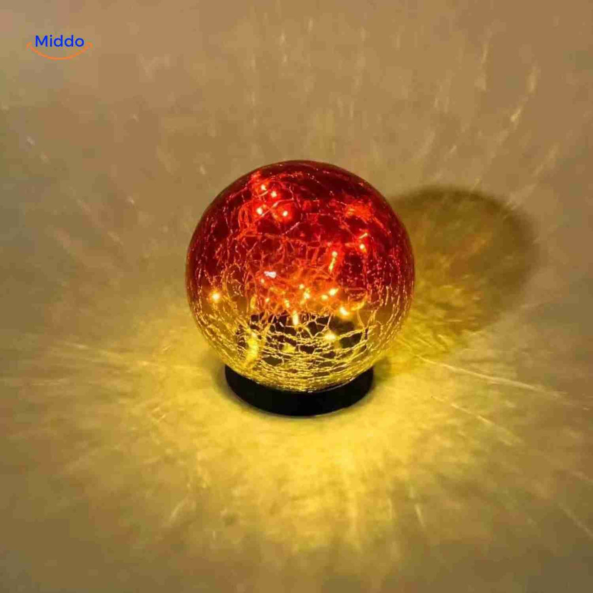 Solar garden lamp with red-yellow gradient light and glass mosaic.